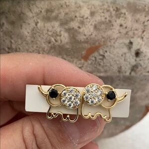 14k Gold Plated Elephant Earrings with Crystals